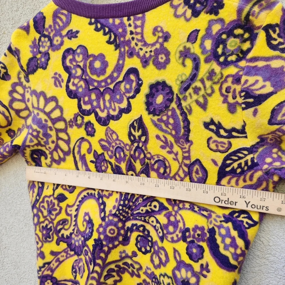 KATE SPADE Women's Cardigan Large Purple Yellow Paisley Wool Silk Blend Sweater - Picture 10 of 10